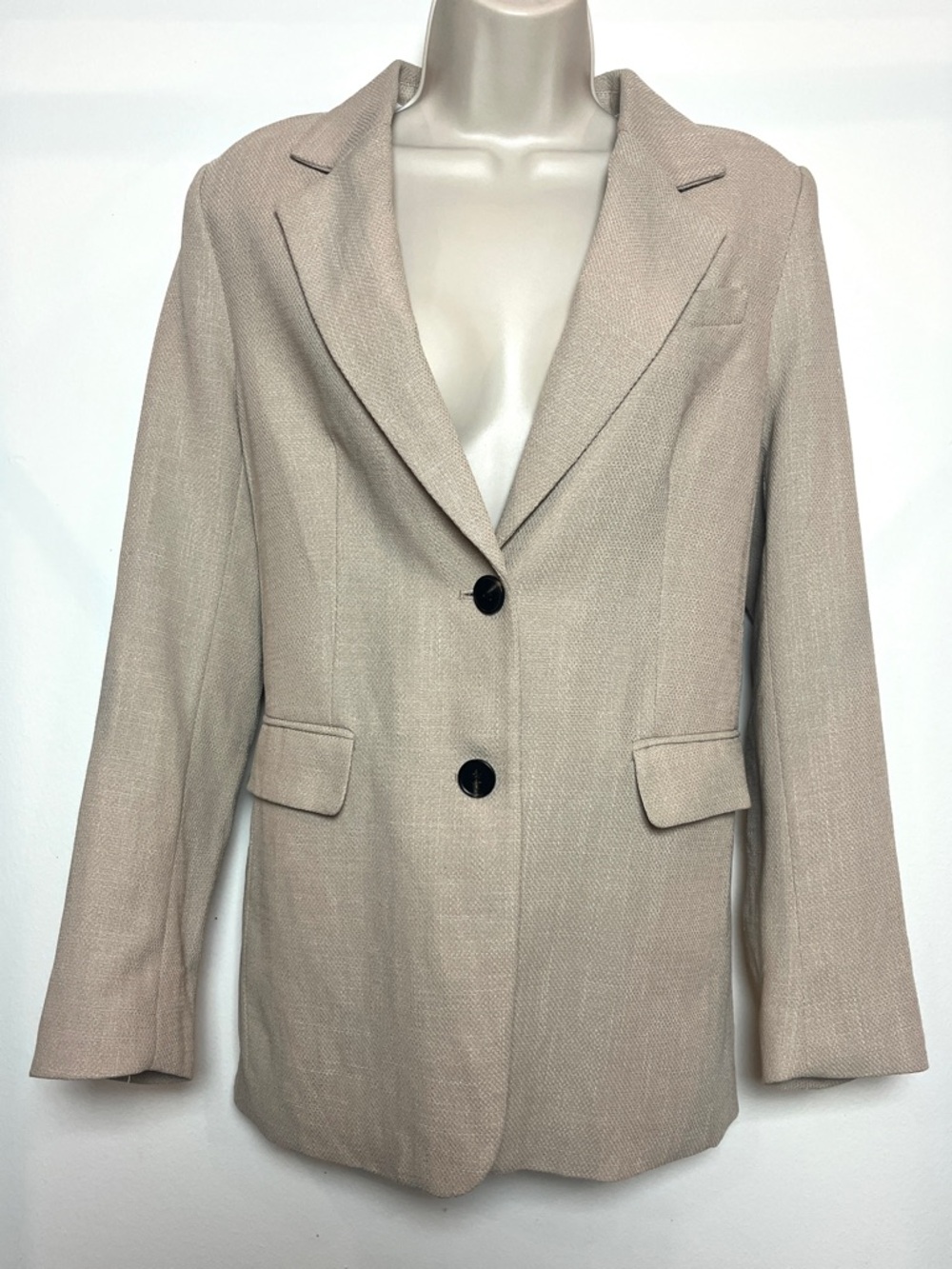 H&M Single-Breasted Blazer Cream Minimalist Office Prep Summer Old Money Small